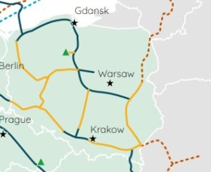 Possible hydrogen network in Poland. Graphic: European Hydrogen Backbone, April 2021