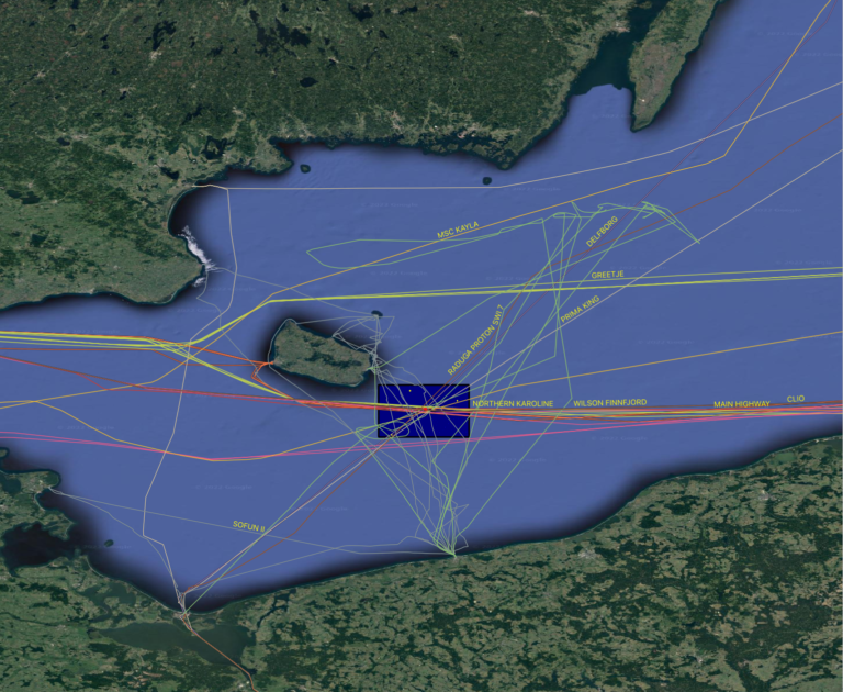 The site of the Nord Stream explosion in the Danish exclusive economic zone near Bornholm. SpaceKnow