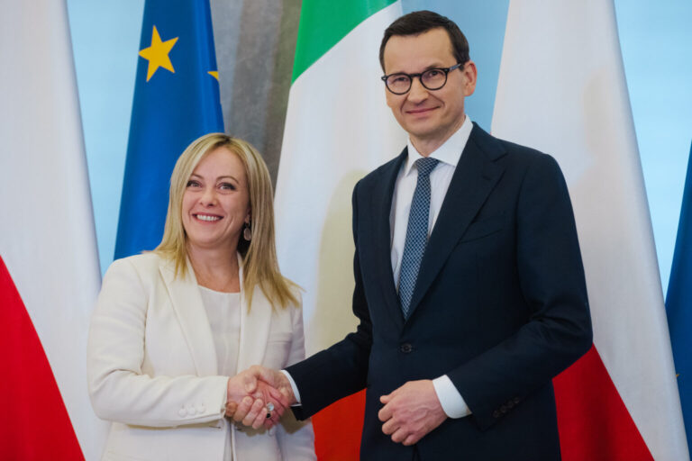 Prime Minister Mateusz Morawiecki during a meeting with Italian Prime Minister Giorgia Meloni. Picture by the PM Chancellery