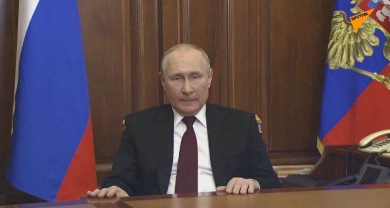 Vladimir Putin's Speech. Picture from YouTube.