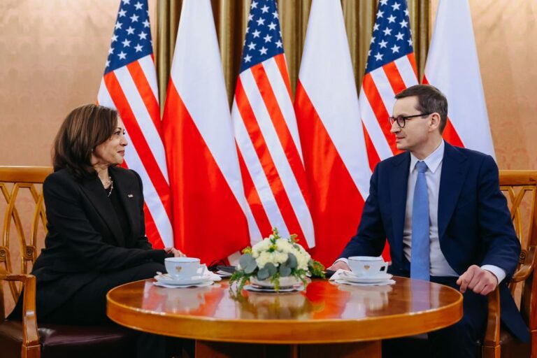 Kamala Harris and Mateusz Morawiecki. Picture by the Prime Minister's Office.