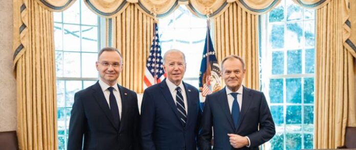 Andrzej Duda, Joe Biden and Donald Tusk. Picture by the Prime Minister's Office.